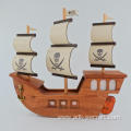 Wooden Pirate Ship Home Decoration With LED Light